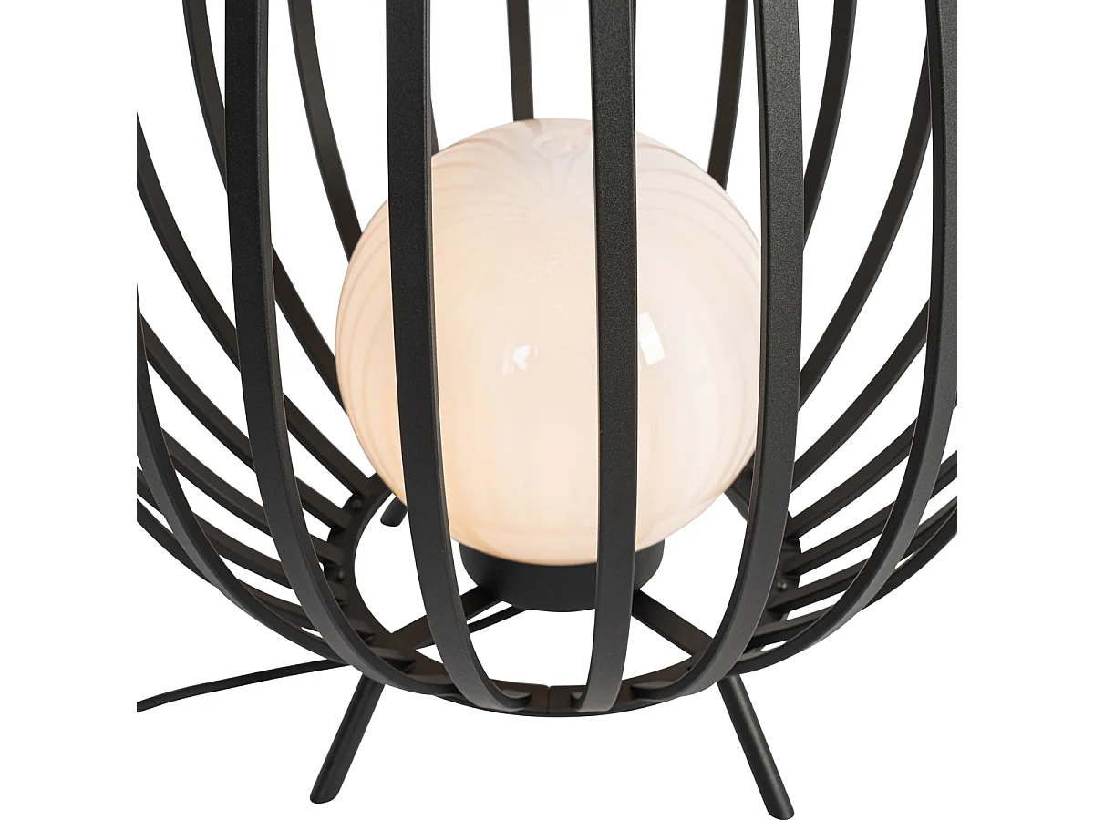 Lampadaire design noir avec opale 70 cm - Angela