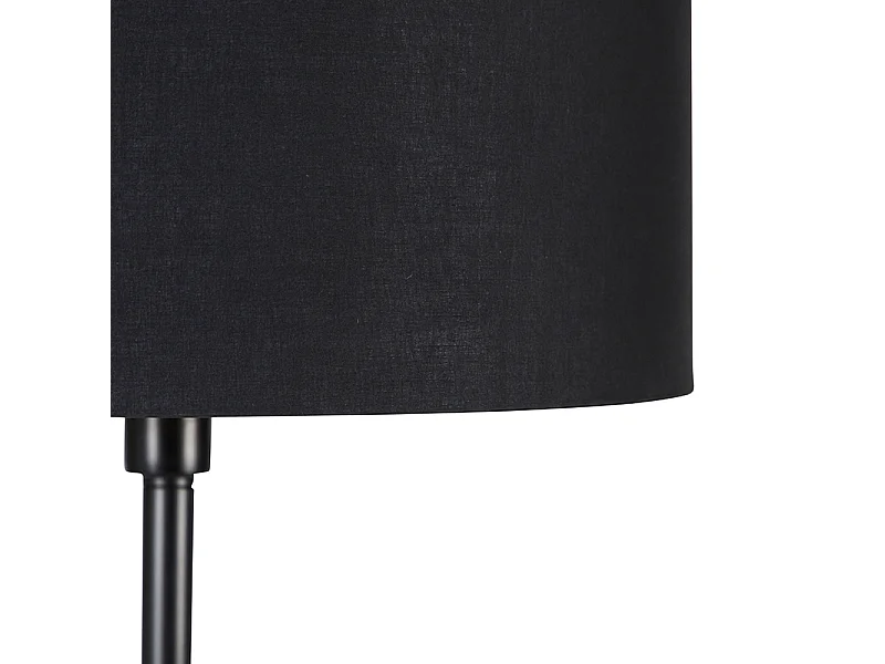 Lampadaire moderne noir avec abat-jour noir avec intérieur doré - Simplo
