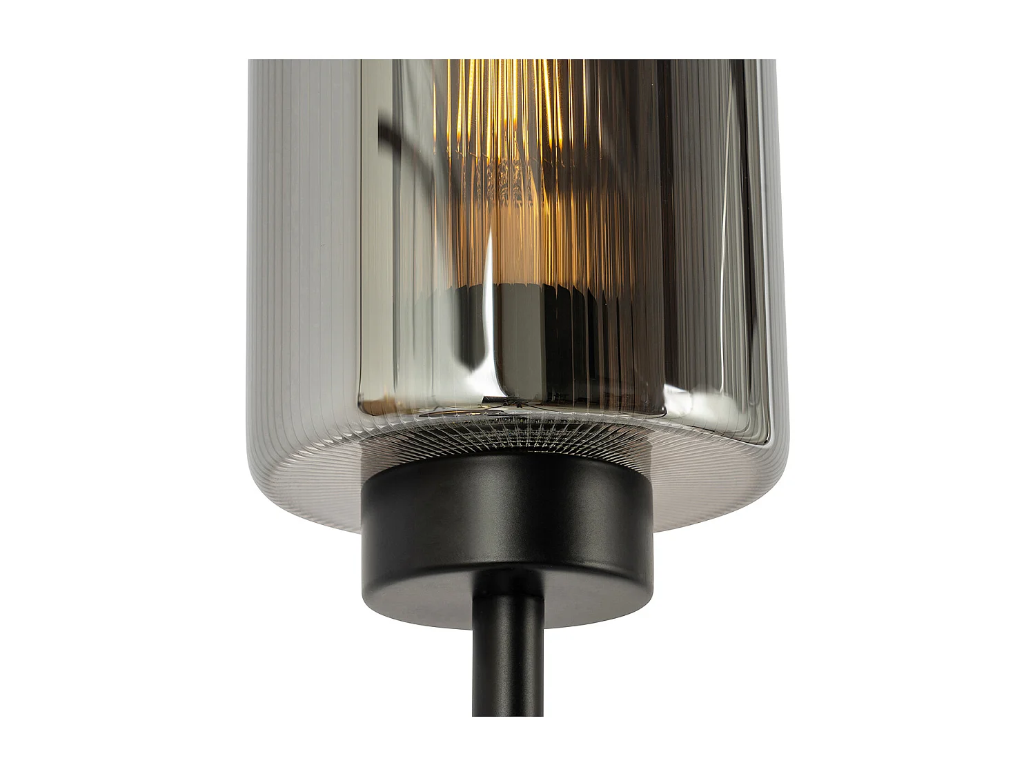 Lampadaire Art Déco noir avec verre fumé 2 lumières - Laura