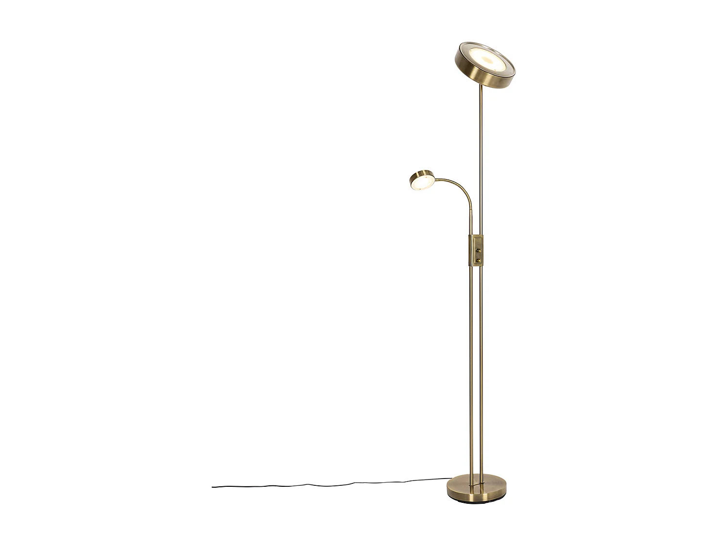Lampadaire bronze avec LED et variateur avec lampe de lecture - Kelso