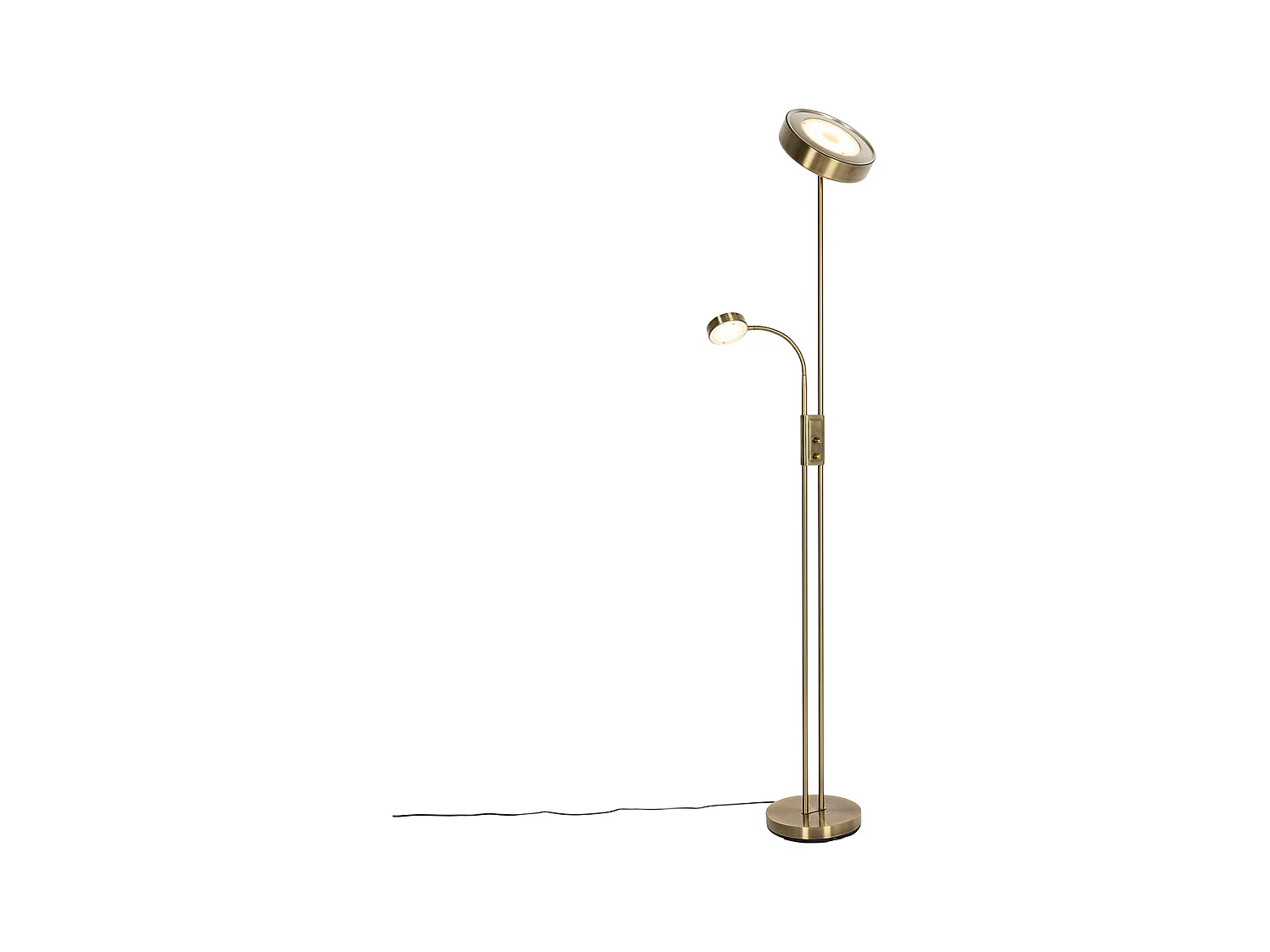 Lampadaire en bronze avec LED et variateur avec lampe de lecture - Kelso