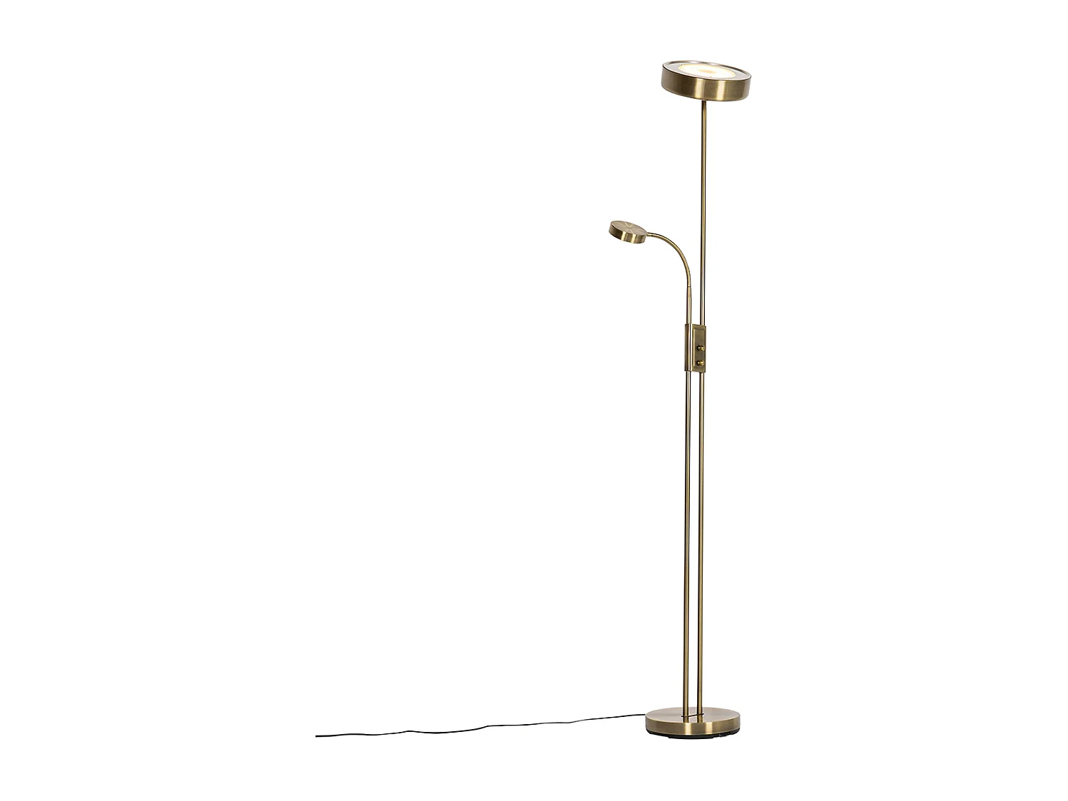 Lampadaire bronze avec LED et variateur avec lampe de lecture - Kelso