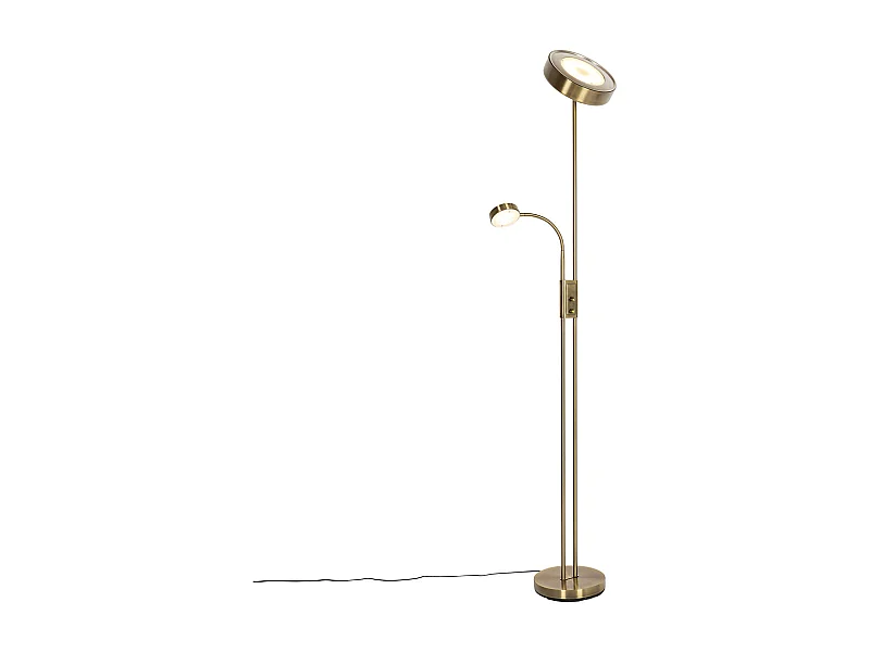 Lampadaire bronze avec LED et variateur avec lampe de lecture - Kelso