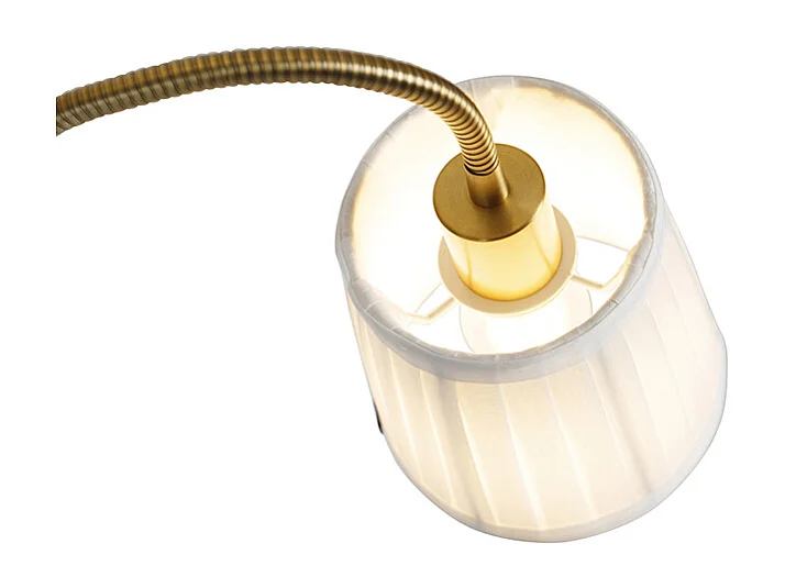 Lampadaire classique bronze abat-jour en tissu blanc avec lampe de lecture - Retro