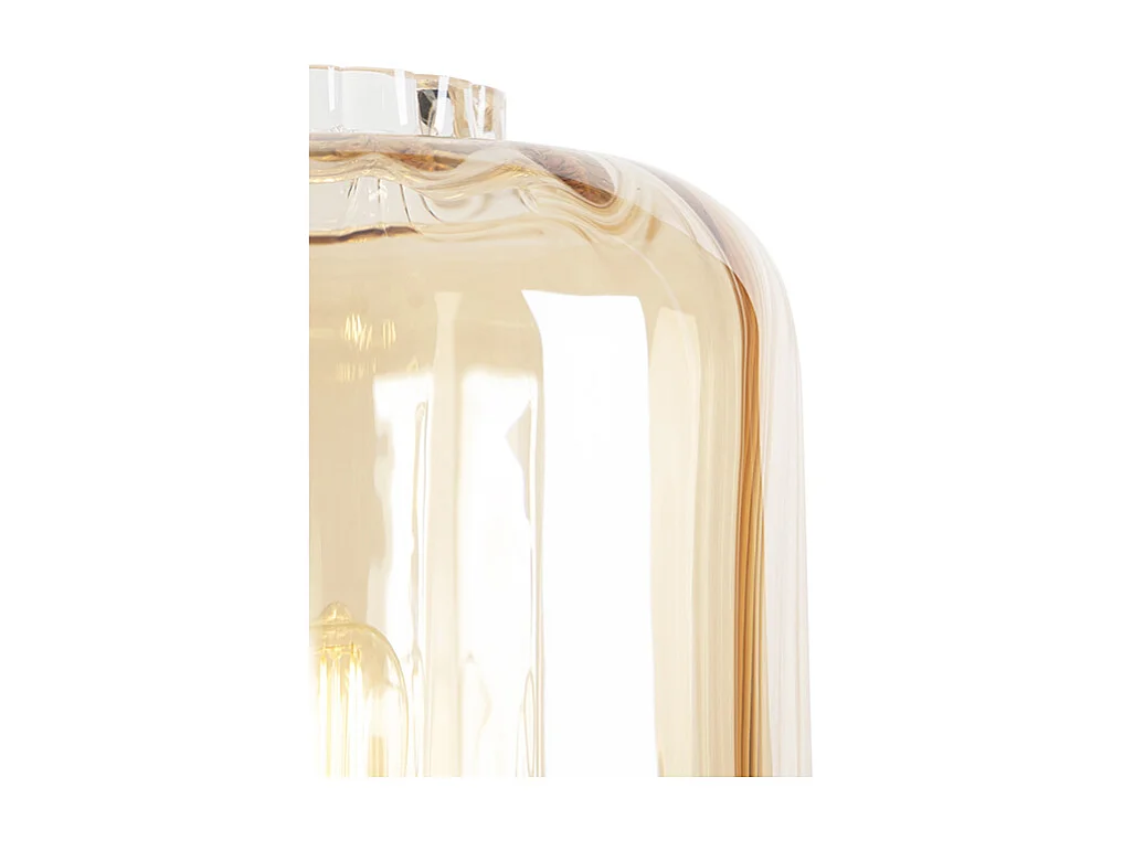 Lampadaire design noir avec verre ambré - Qara