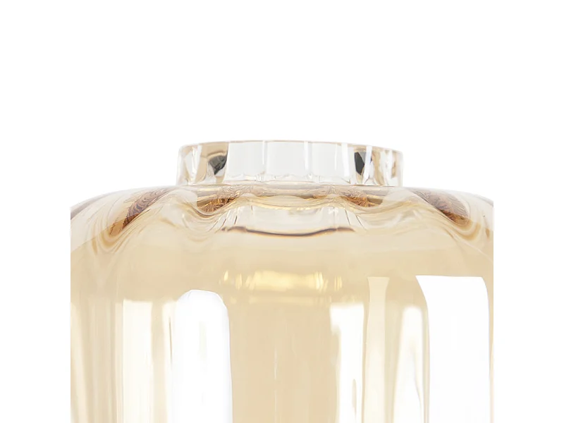 Lampadaire design noir avec verre ambré - Qara