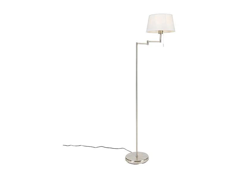 Lampadaire classique en acier avec abat-jour blanc réglable - Ladas