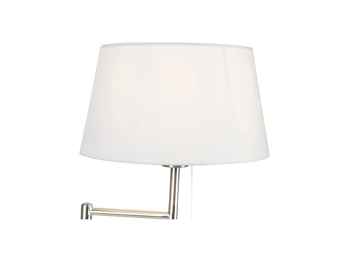 Lampadaire classique en acier avec abat-jour blanc réglable - Ladas