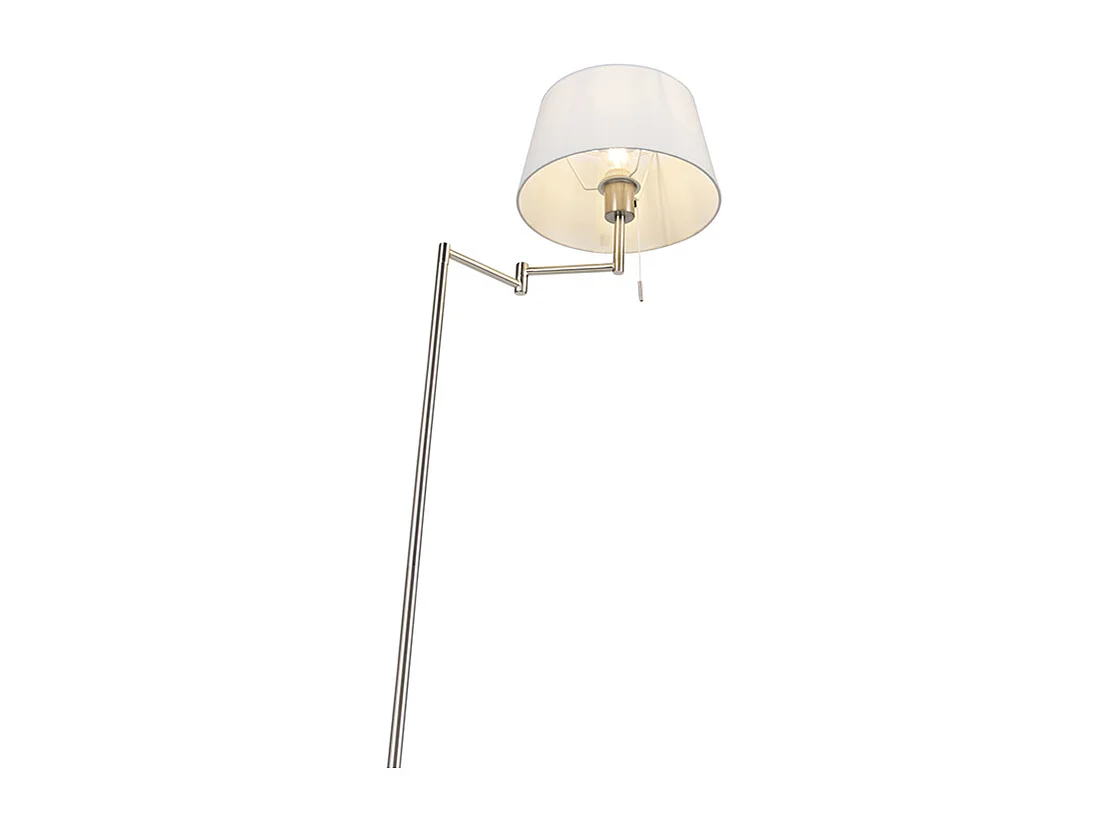 Lampadaire classique en acier avec abat-jour blanc réglable - Ladas