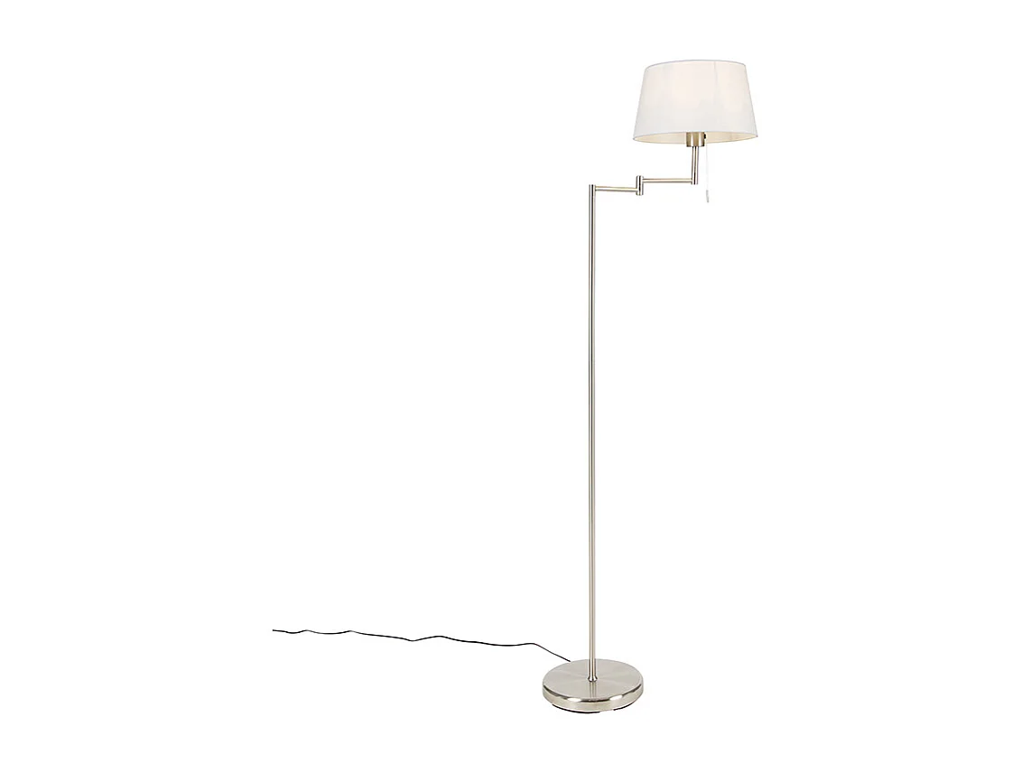 Lampadaire classique en acier avec abat-jour blanc réglable - Ladas