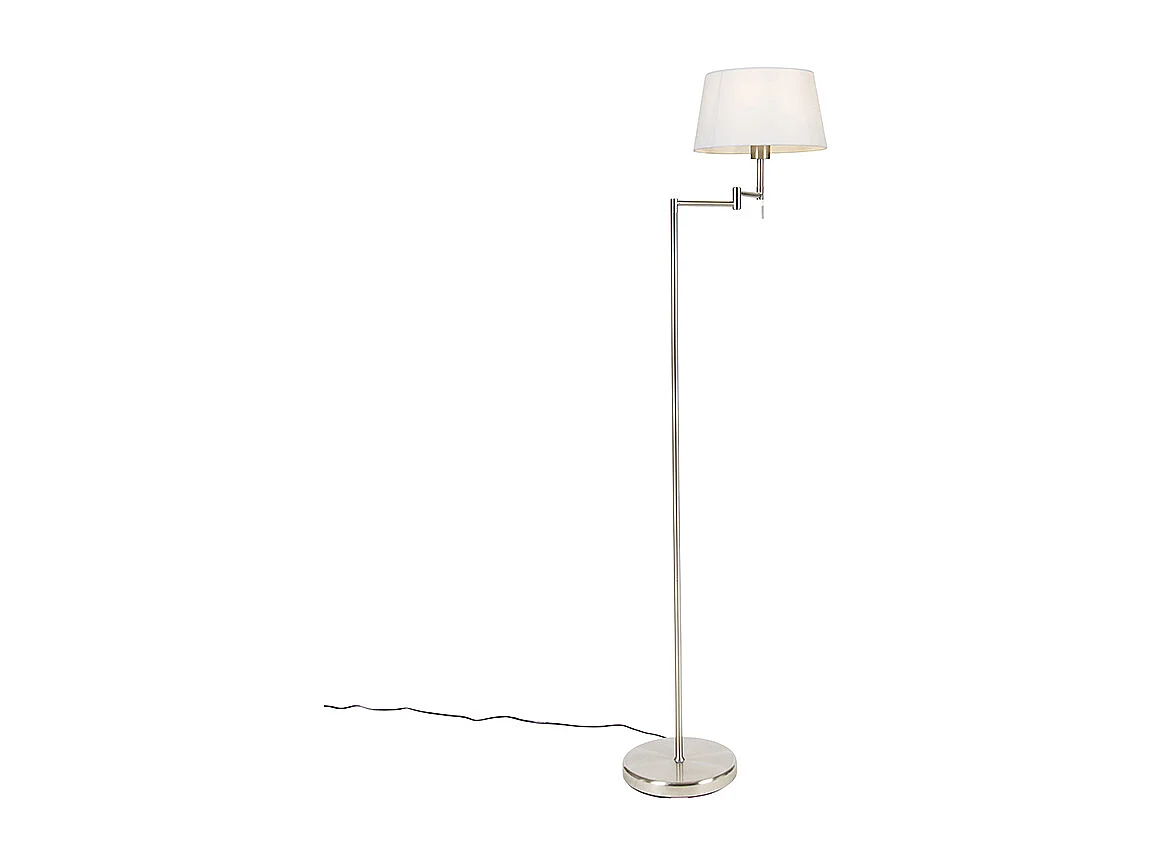 Lampadaire classique en acier avec abat-jour blanc réglable - Ladas