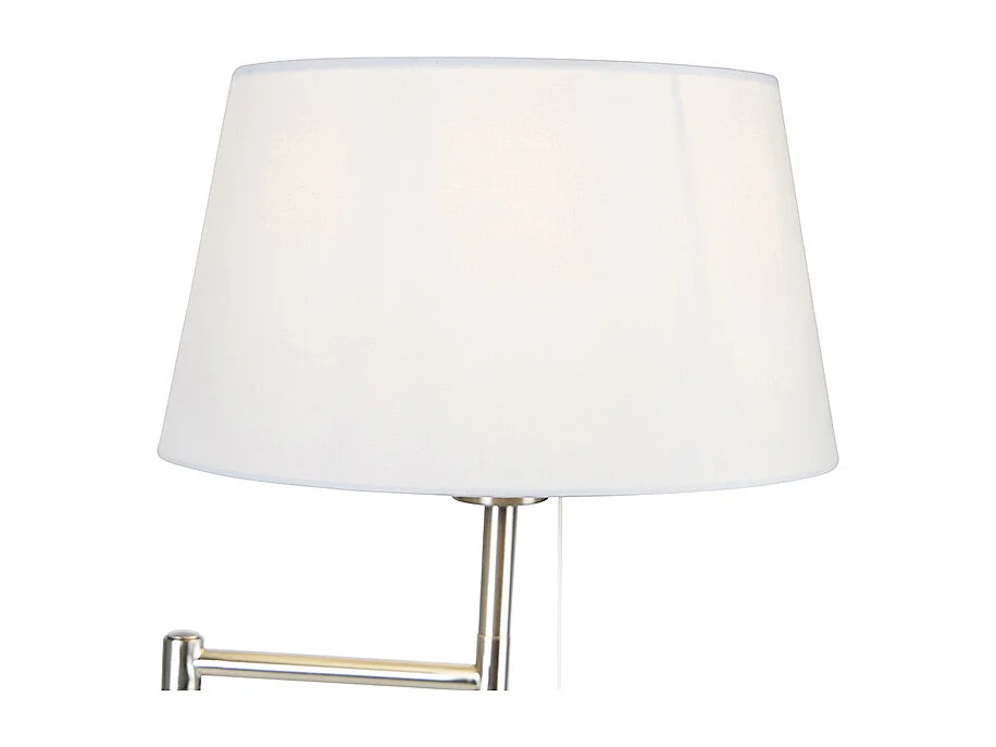 Lampadaire classique en acier avec abat-jour blanc réglable - Ladas