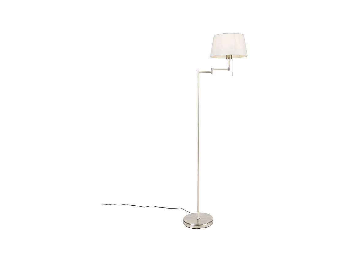 Lampadaire classique en acier avec abat-jour blanc réglable - Ladas