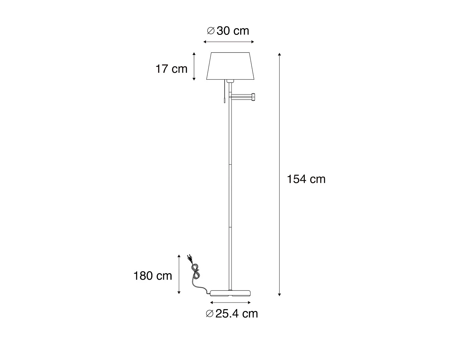 Lampadaire classique en acier avec abat-jour blanc réglable - Ladas