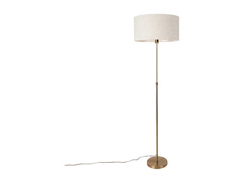 Lampadaire orientable bronze avec abat-jour gris clair 50 cm - Parte