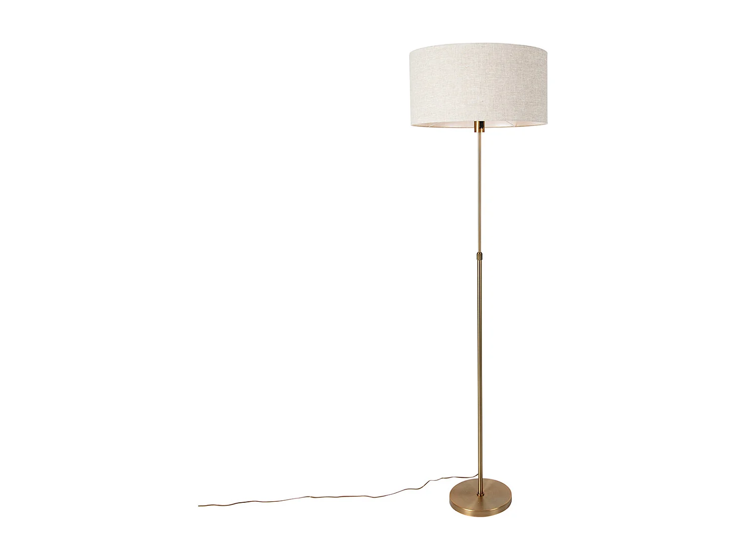 Lampadaire réglable bronze avec abat-jour gris clair 50 cm - Parte