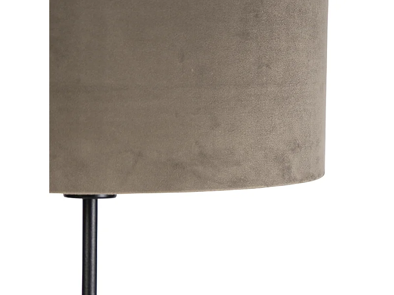 Lampadaire noir avec abat-jour en velours taupe et or 35 cm - Parte
