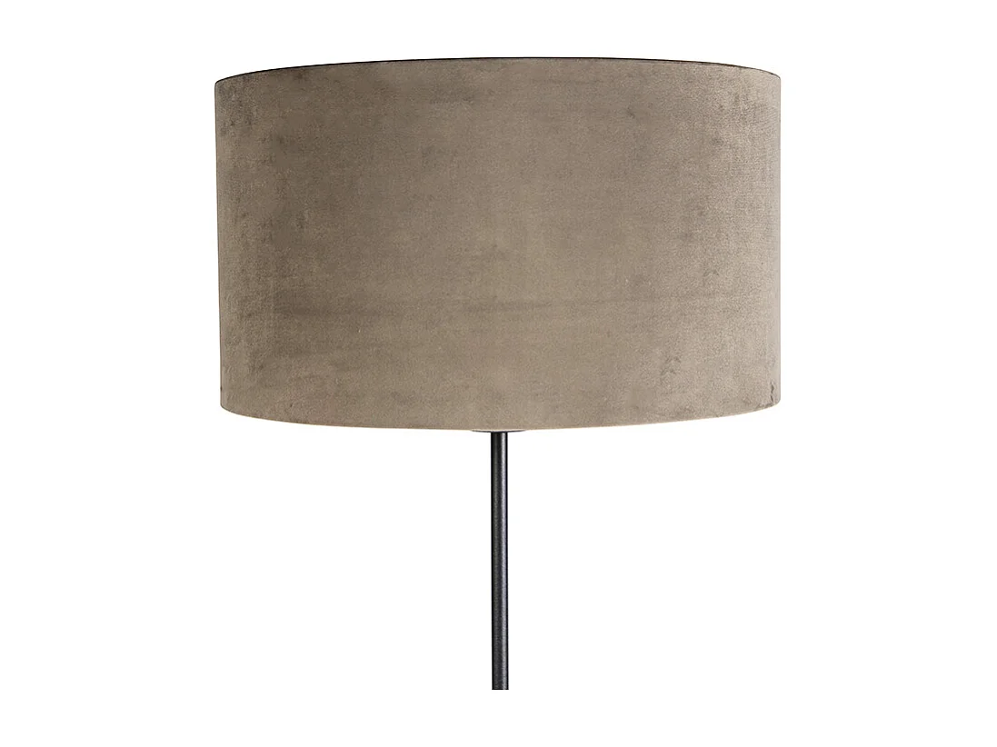 Lampadaire noir avec abat-jour en velours taupe et or 35 cm - Parte