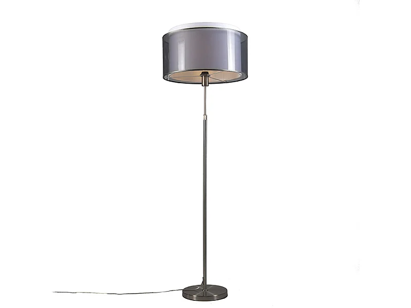 Lampadaire en acier avec abat-jour noir et blanc 47 cm réglable - Parte