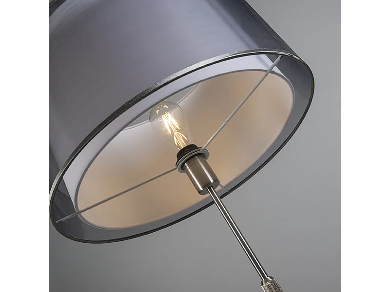 Lampadaire acier avec abat-jour noir/blanc 45 cm orientable - Parte