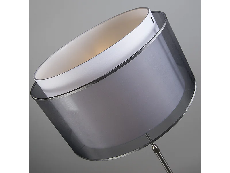 Lampadaire acier avec abat-jour noir/blanc 45 cm orientable - Parte