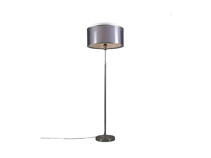Lampadaire acier avec abat-jour noir/blanc 45 cm orientable - Parte
