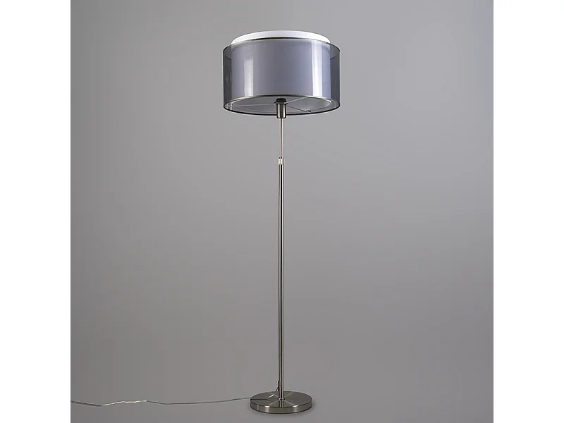 Lampadaire en acier avec abat-jour noir et blanc 47 cm réglable - Parte