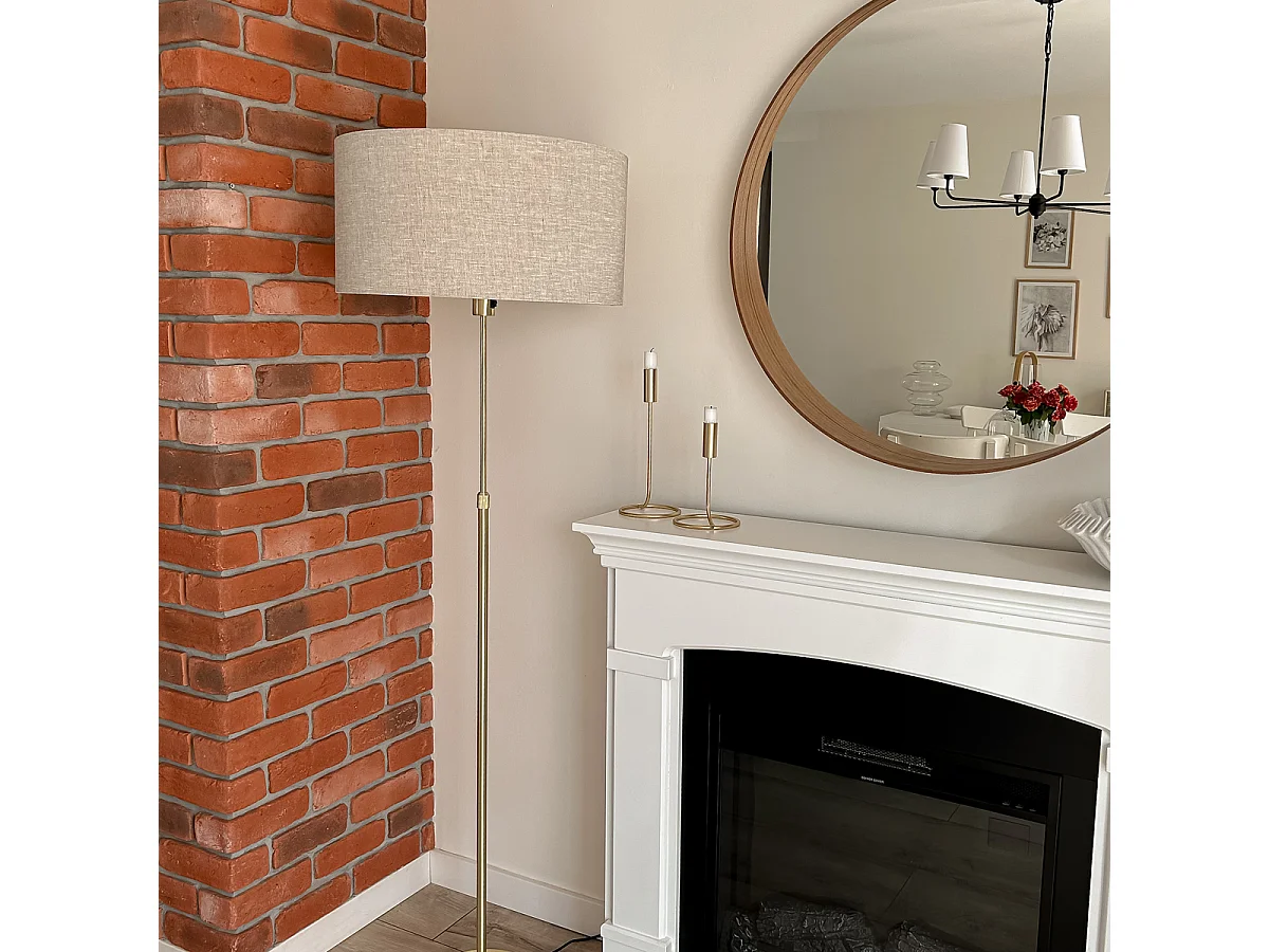 Lampadaire orientable doré avec abat-jour gris clair 50 cm - Parte