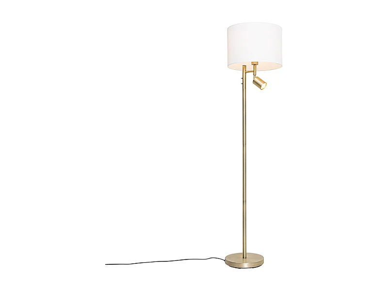 Lampadaire bronze avec abat-jour blanc et liseuse - Jelena