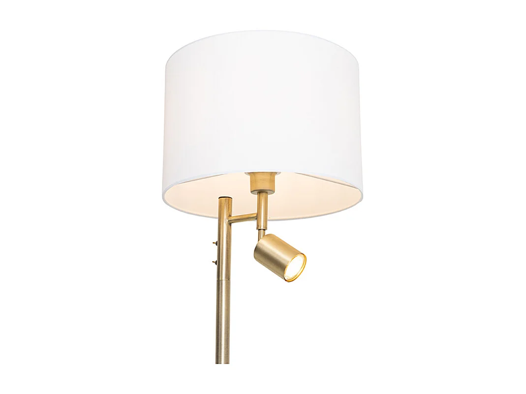 Lampadaire bronze avec abat-jour blanc et liseuse - Jelena