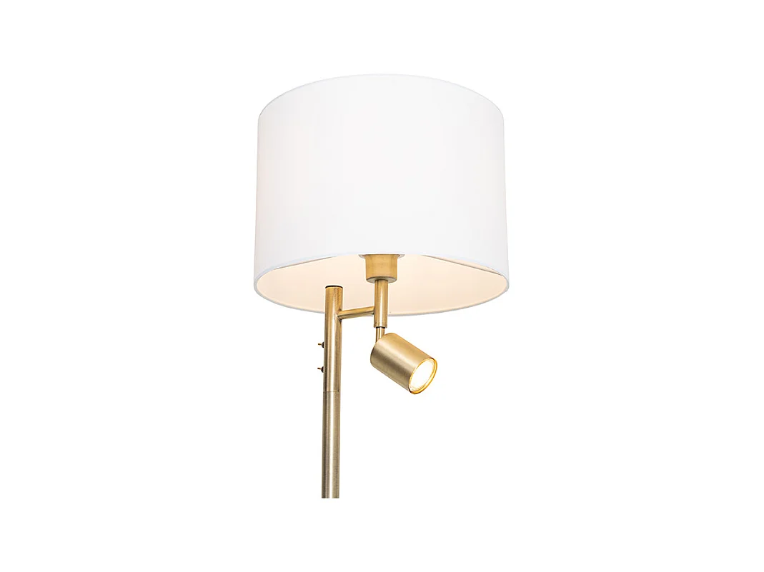Lampadaire bronze avec abat-jour blanc et liseuse - Jelena