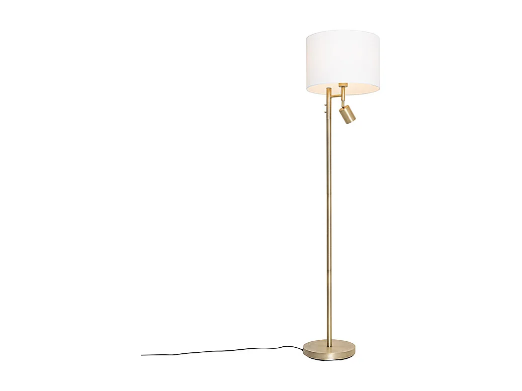 Lampadaire bronze avec abat-jour blanc et liseuse - Jelena