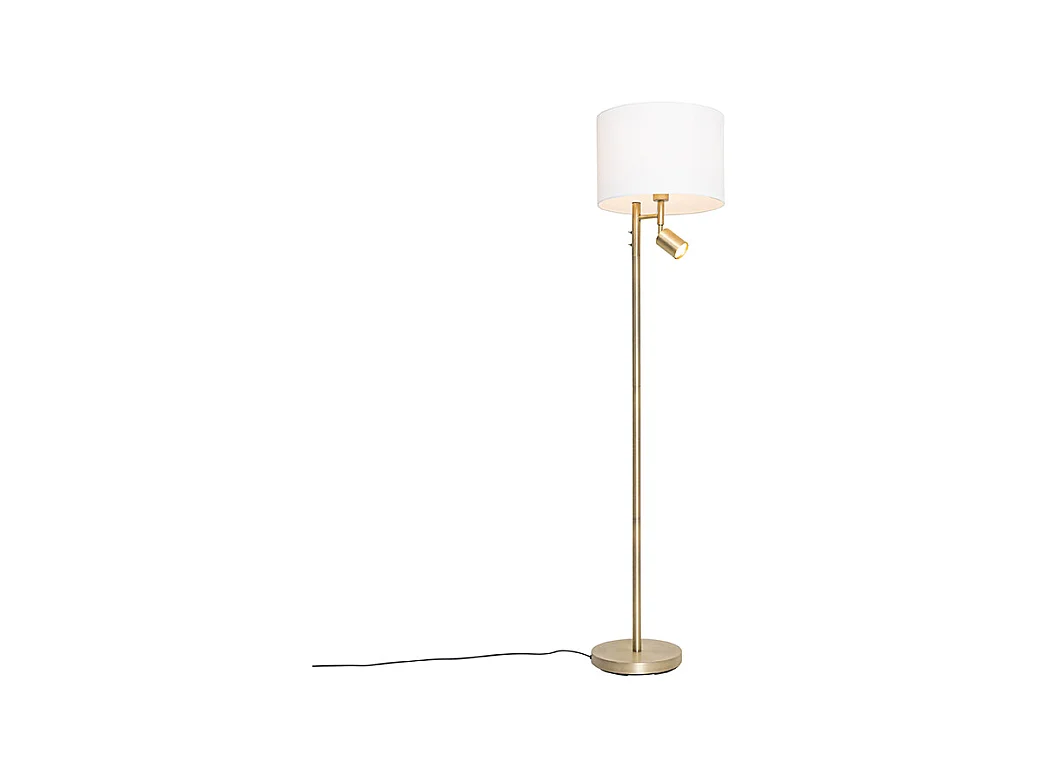 Lampadaire bronze avec abat-jour blanc et liseuse - Jelena