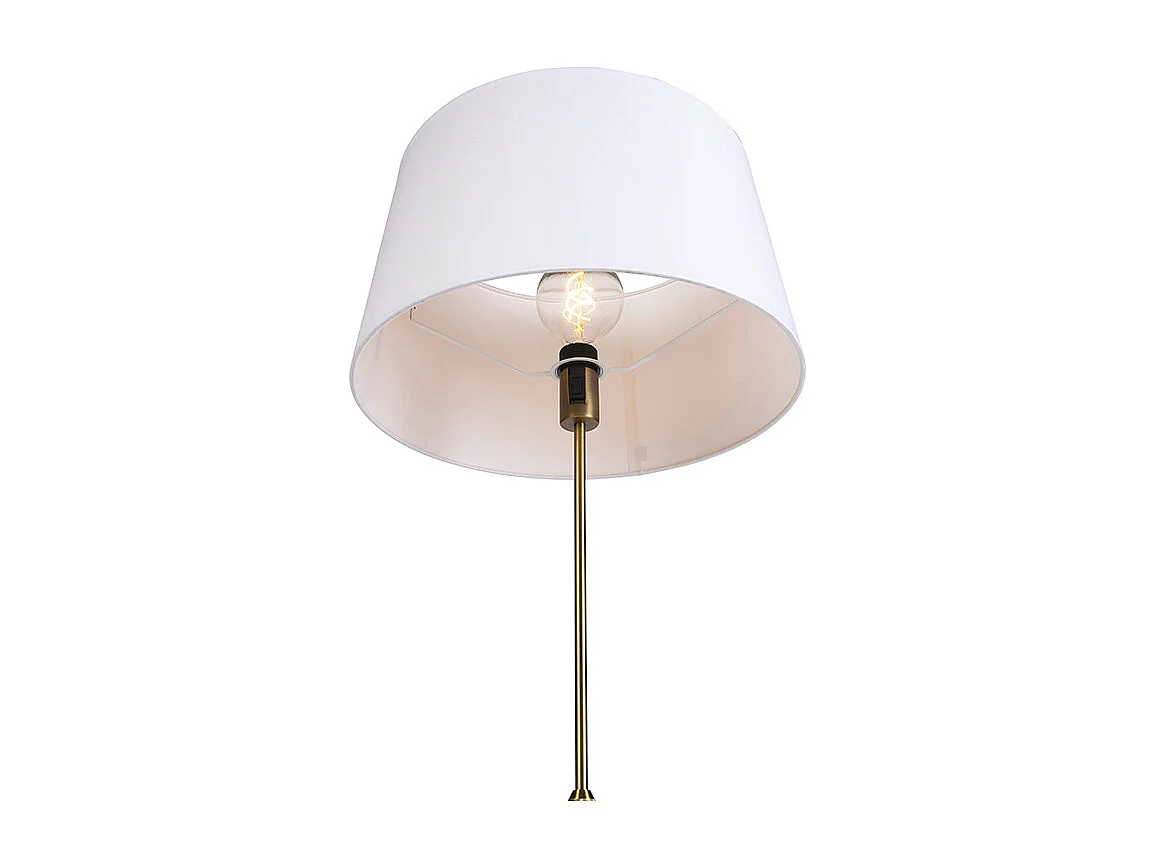 Lampadaire en bronze avec abat-jour en lin blanc 45 cm réglable - Parte