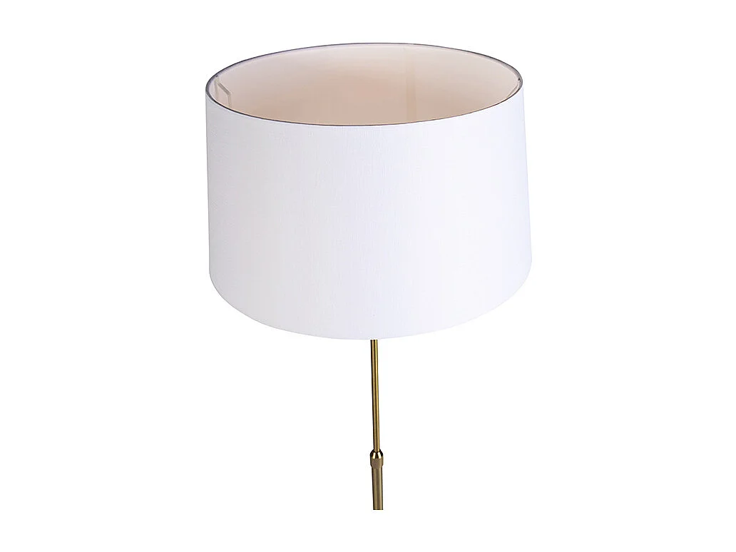 Lampadaire en bronze avec abat-jour en lin blanc 45 cm réglable - Parte