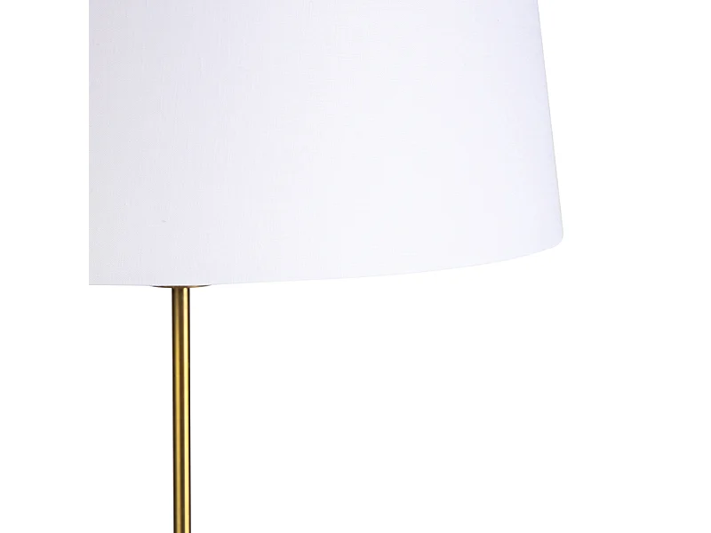 Lampadaire en bronze avec abat-jour en lin blanc 45 cm réglable - Parte