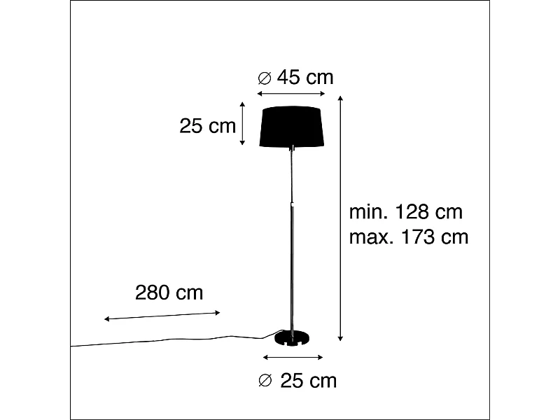 Lampadaire en bronze avec abat-jour en lin blanc 45 cm réglable - Parte