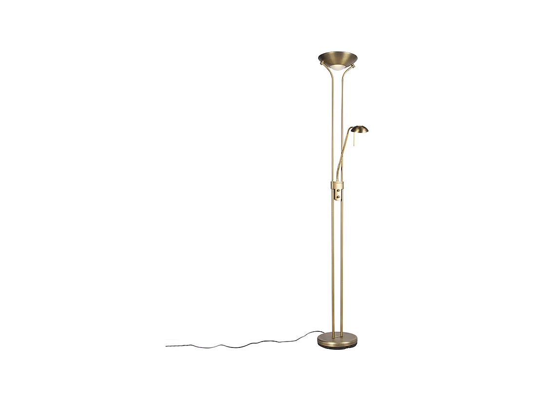 Lampadaire en bronze avec lampe de lecture avec LED et variateur - Diva 2