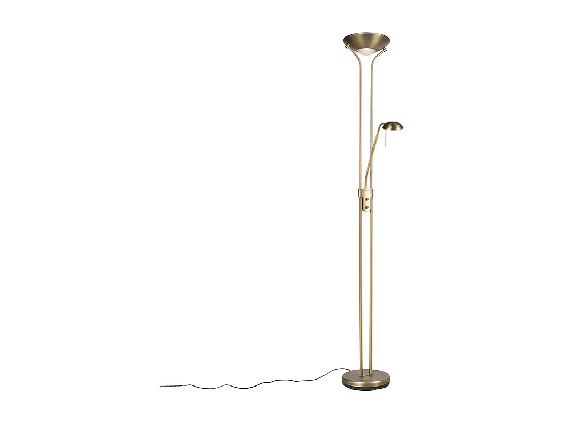 Lampadaire en bronze avec lampe de lecture avec LED et variateur - Diva 2