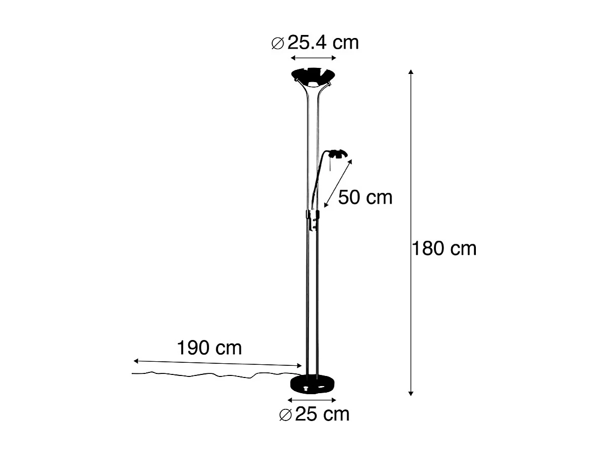 Lampadaire en bronze avec lampe de lecture avec LED et variateur - Diva 2