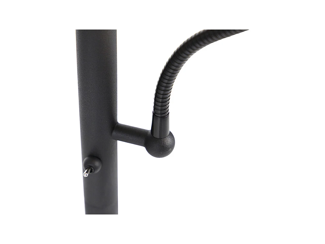 Lampadaire classique noir avec or et liseuse - Retro