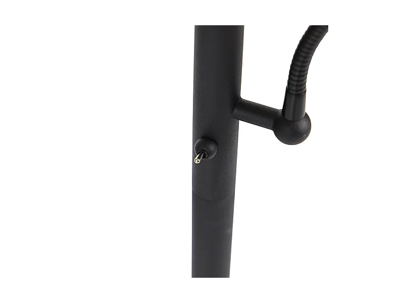 Lampadaire classique noir avec or et liseuse - Retro