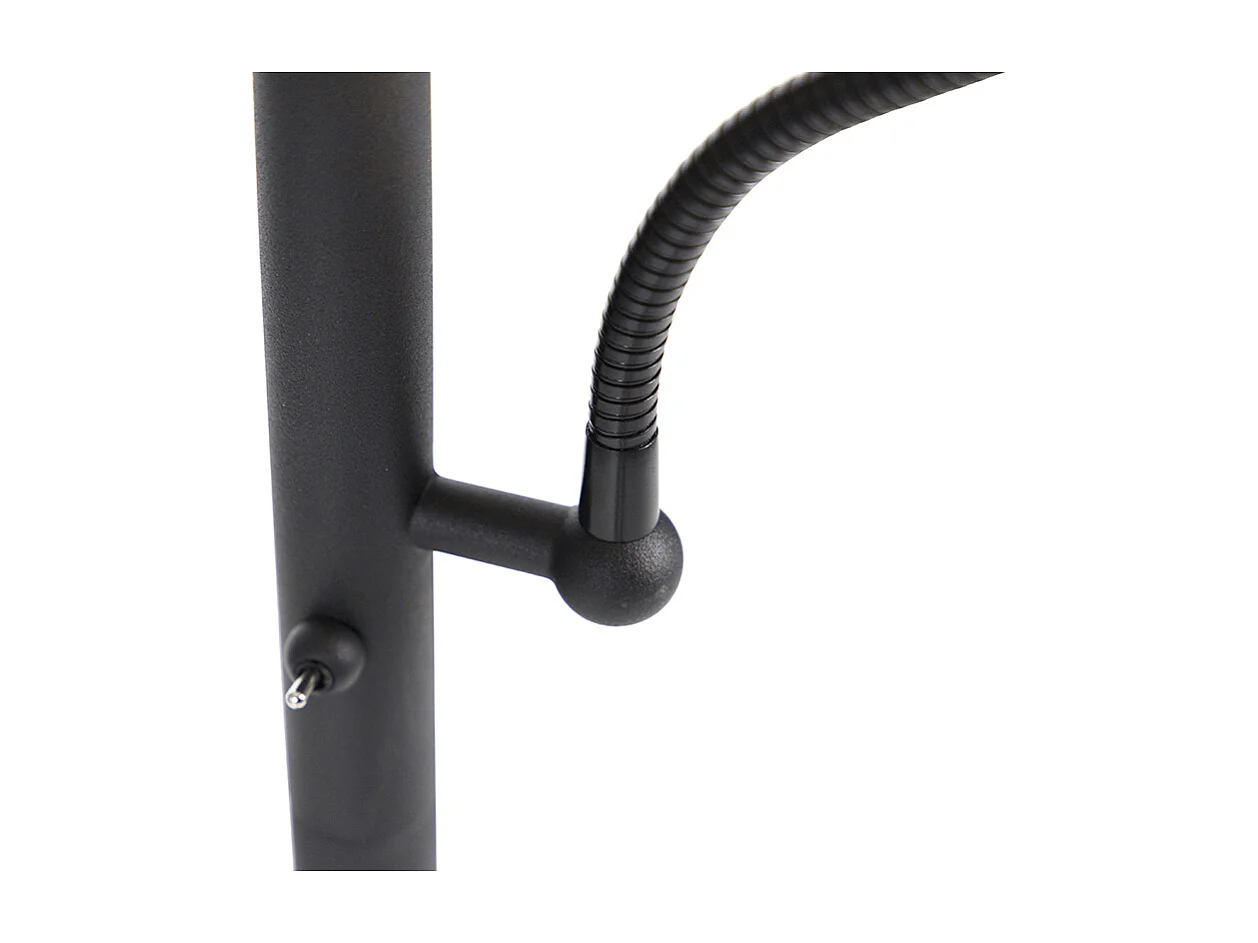 Lampadaire classique noir avec or et liseuse - Retro