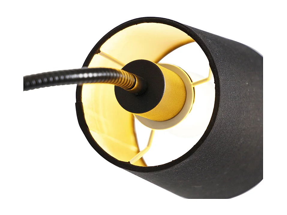 Lampadaire classique noir avec or et liseuse - Retro