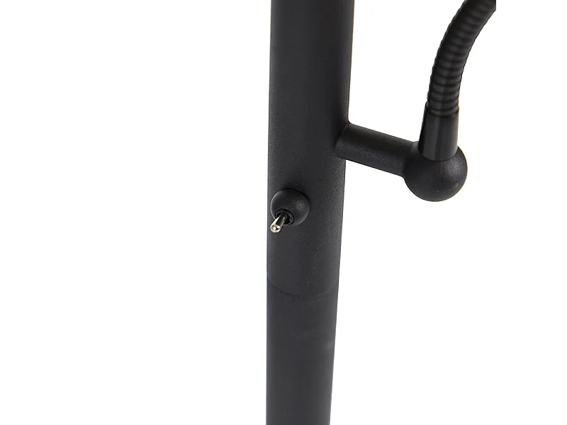 Lampadaire classique noir avec or et liseuse - Retro