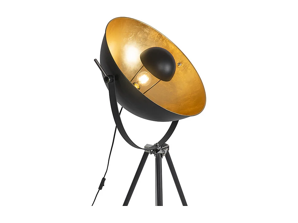 Lampadaire noir avec trépied orientable or 51 cm - Magnax