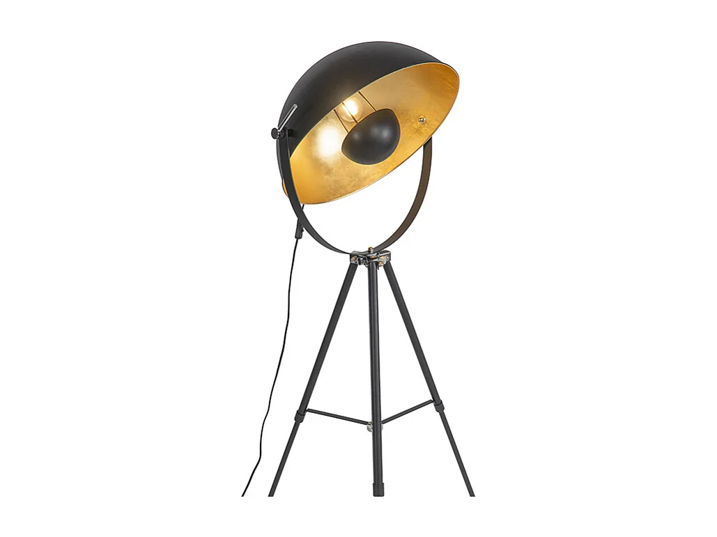 Lampadaire noir avec trépied orientable or 51 cm - Magnax