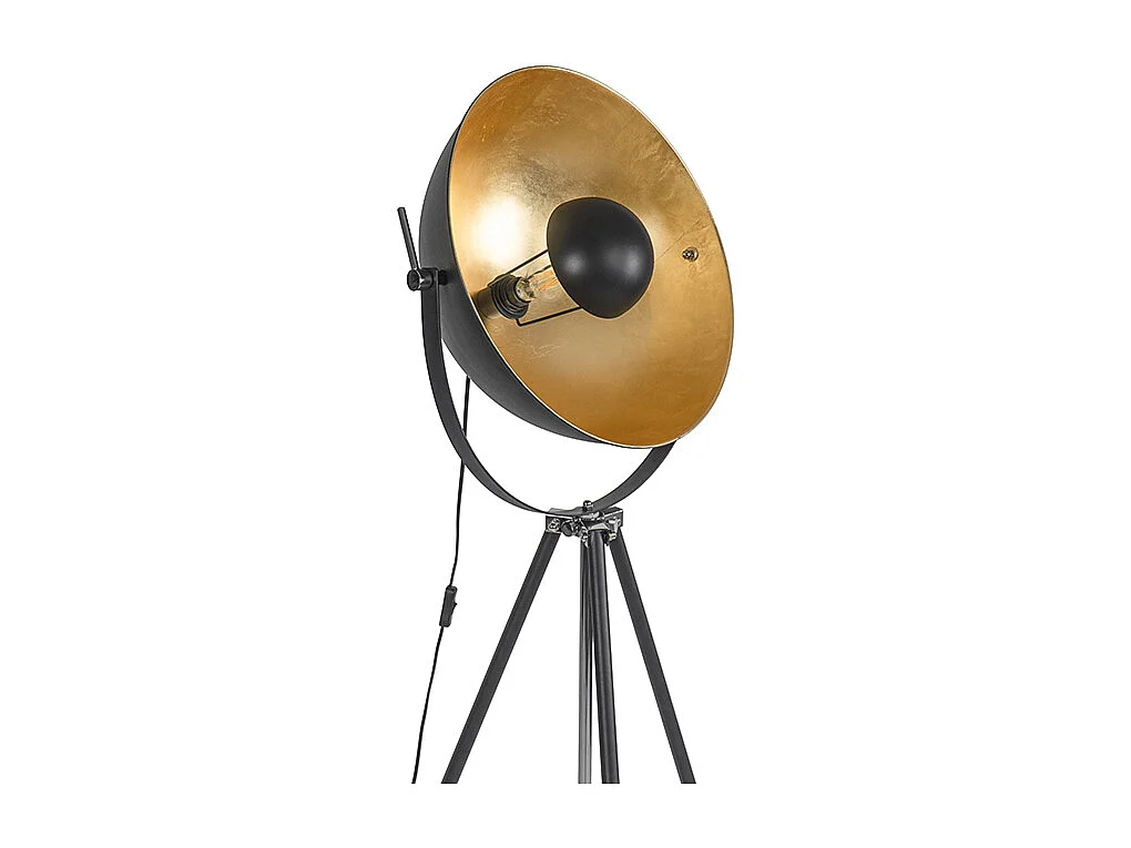 Lampadaire noir avec trépied orientable or 51 cm - Magnax