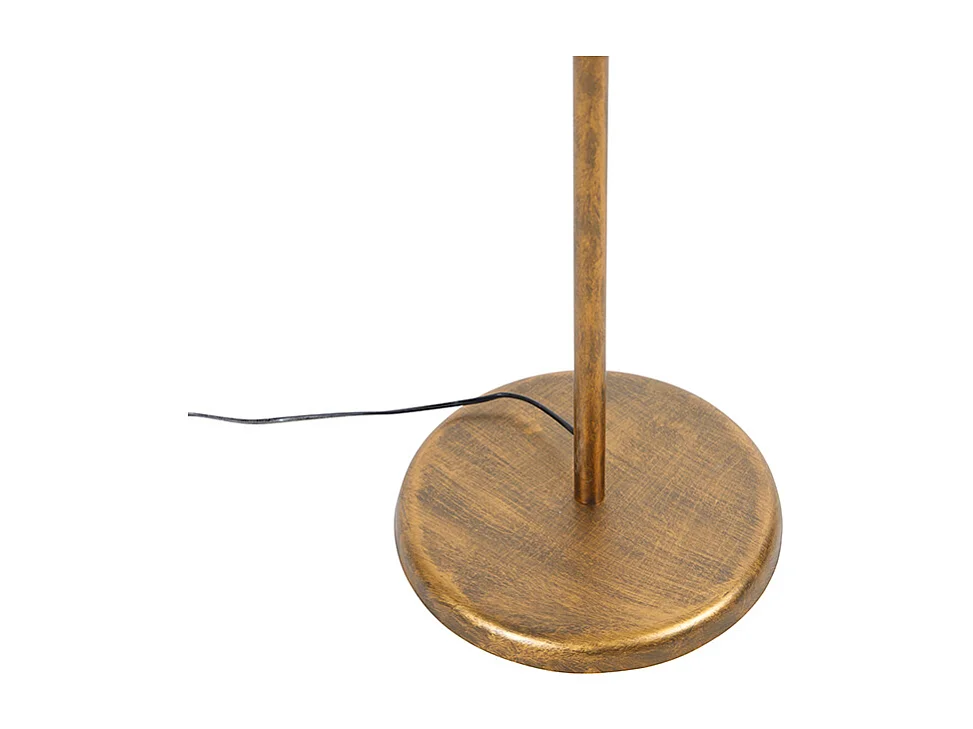 Lampadaire vintage or avec abat-jour en velours noir 50 cm - Botanica