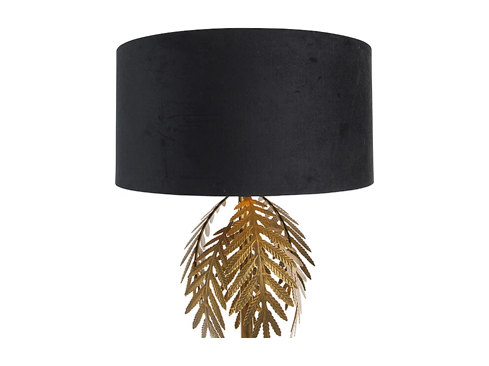 Lampadaire doré 145 cm avec abat-jour en velours noir 50 cm - Botanica